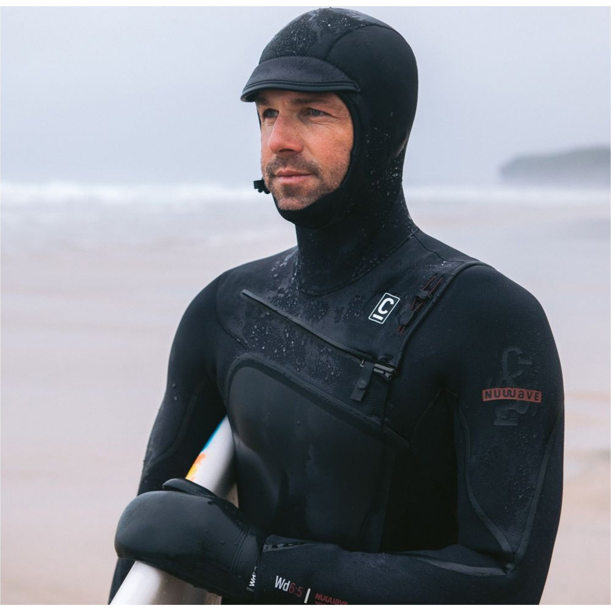 2025 C-Skins Mens NuWave Wired+ 6/5mm Chest Zip Hooded Wetsuit C-NWI65MH - Black / Black X / Rust